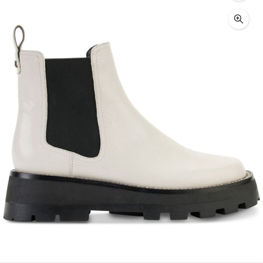 Karl Lagerfeld Size 9 Mayde Cream Leather And Rhinestone Trimmed Boots, NEW
